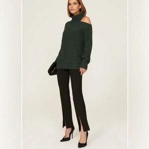 Peter Som Collective Black Pintuck Front Slit Knit Pants M